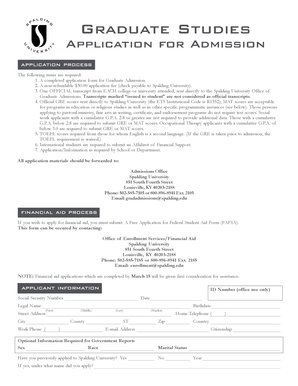 Spalding University Graduate Admission Application