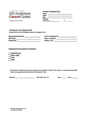 Pathology Test Requisition Form