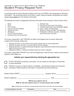 Student Privacy Request Form