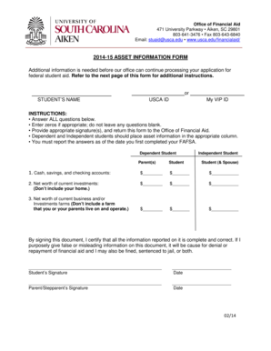 2014-15 Asset Information Form