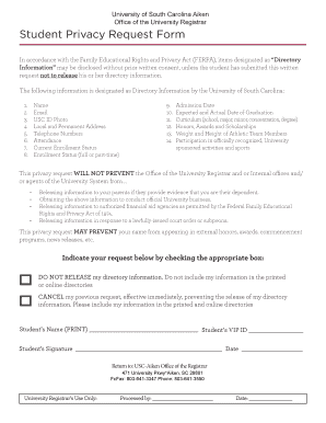 Student Privacy Request Form