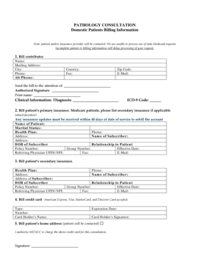 Pathology Consultation Billing Form