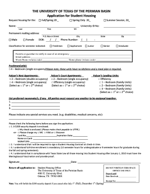University of Texas Student Housing Application
