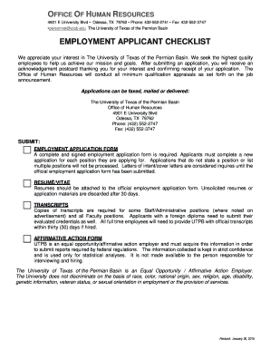 Employment Application Form - Staff