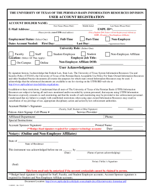 University of Texas Permian Basin User Account Registration