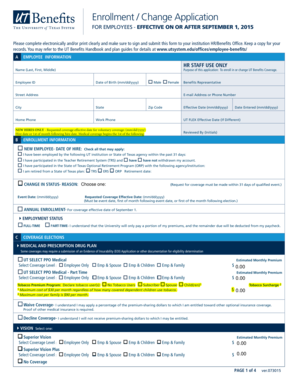 UT Employee Benefits Enrollment Form