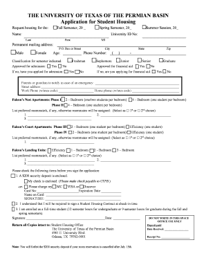 University of Texas Permian Basin Student Housing Application