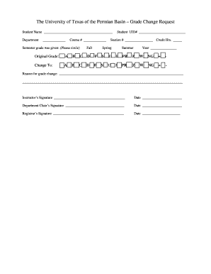 University of Texas Grade Change Request