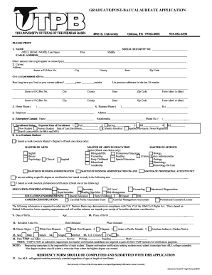 Graduate Post-Baccalaureate Application
