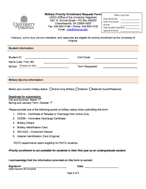 Military Priority Enrollment Request Form