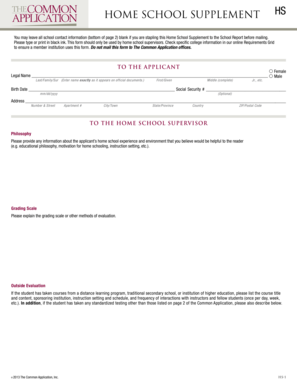 Home School Supplement Form