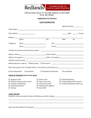 Application for Services