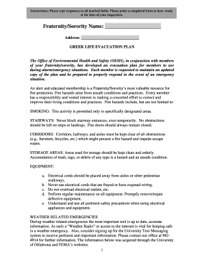 Greek Life Evacuation Plan