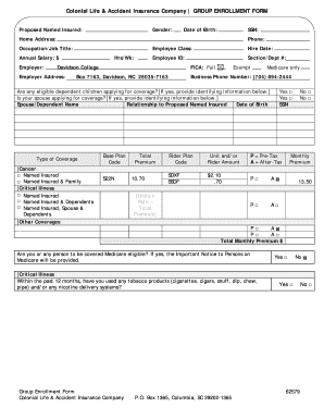 Colonial Life Group Enrollment Form