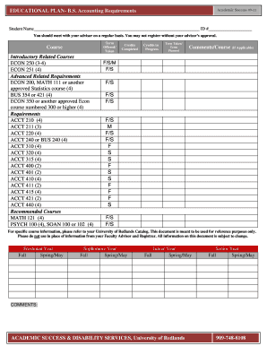 B.S. Accounting Requirements Form