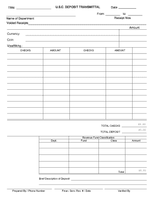 USC Deposit Transmittal Form