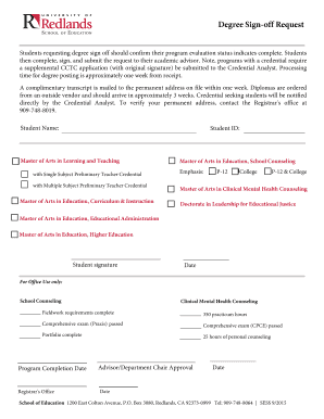 Degree Sign-off Request Form