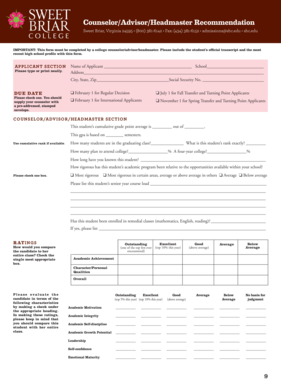 Counselor Recommendation Form