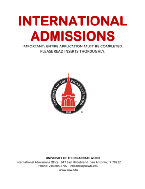 University of the Incarnate Word International Admission Application