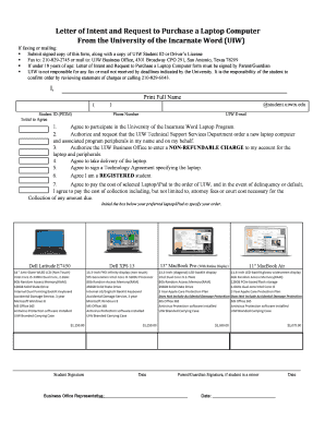 University Laptop Purchase Request Form