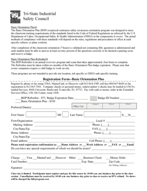 Basic Orientation Plus Registration Form