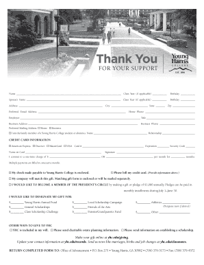 Young Harris College Donation Form