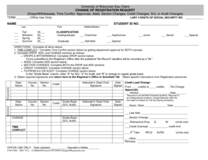 University of Wisconsin-Eau Claire Change of Registration Request