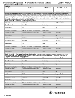 Beneficiary Designation Form - University of Southern Indiana