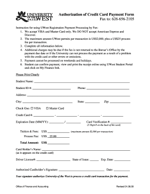 Credit Card Payment Authorization Form