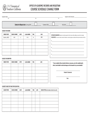 Course Schedule Change Form