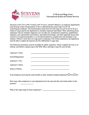 H-1B Actual Wage Form