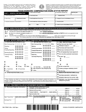 Texas Workers' Compensation Work Status Report