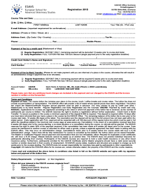 ESAVS Course Registration Form