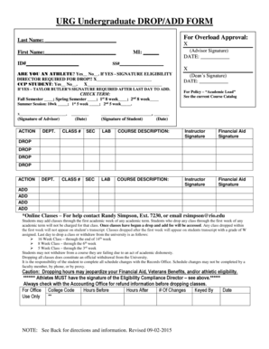 URG Undergraduate Drop/Add Form