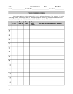 Field Experience Log