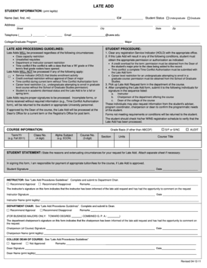 University Late Add Form