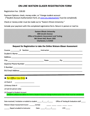 Watson-Glaser Assessment Registration Form