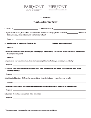 Telephone Interview Form