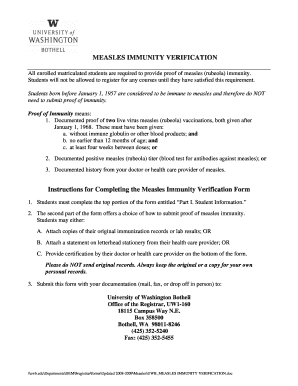 Measles Immunity Verification Form