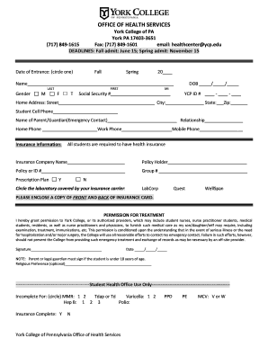 York College Health Form