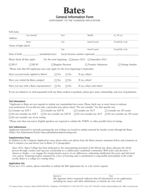 Bates College Application Supplement