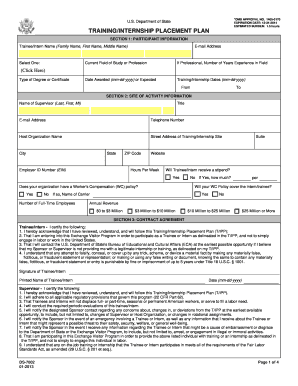 US Department of State Training Internship Placement Plan