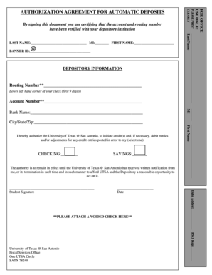 Authorization Agreement for Automatic Deposits