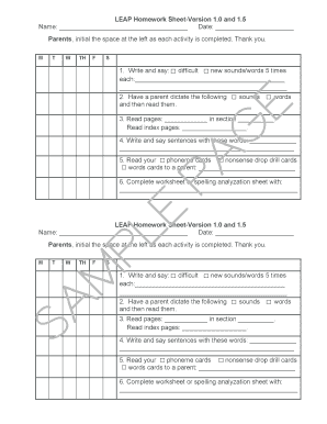 LEAP Homework Sheet