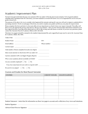 Academic Improvement Plan