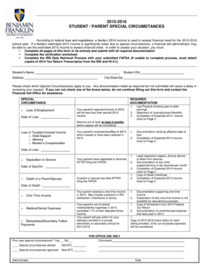 Student Parent Special Circumstances Form