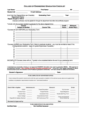 College of Engineering Graduation Checklist