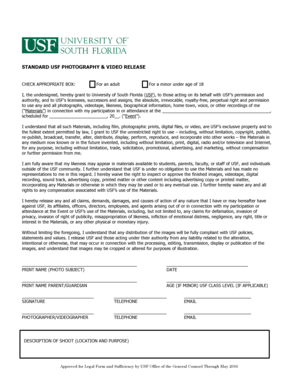 USF Photography and Video Release Form