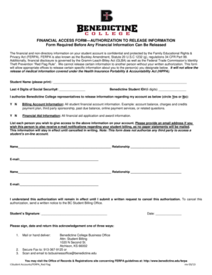 Financial Access Form - Authorization to Release Information