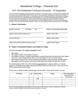 2014–2015 Institutional Verification Document